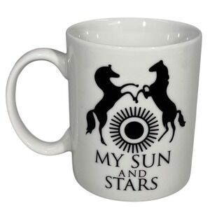 Game of Thrones My Sun and Stars White Ceramic Coffee Mug‎ HBO 2019 Horse Logo